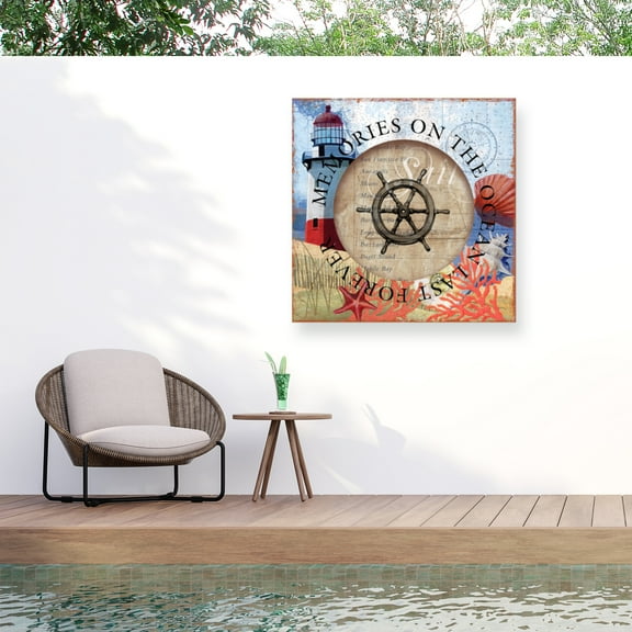Art Licensing Studio 'Circled Lighthouse 1' Outdoor Canvas 18x18