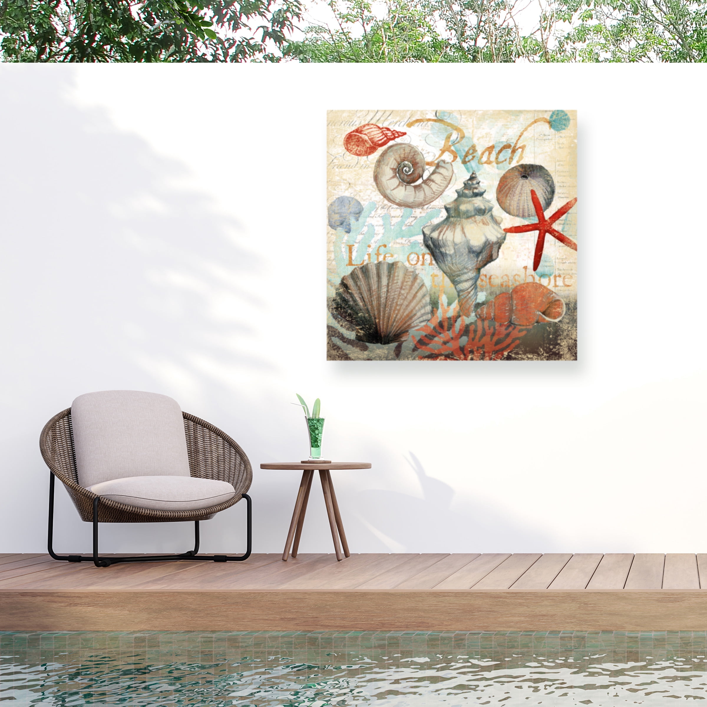 Art Licensing Studio 'Shell Collector Beach' Outdoor Canvas 18x18