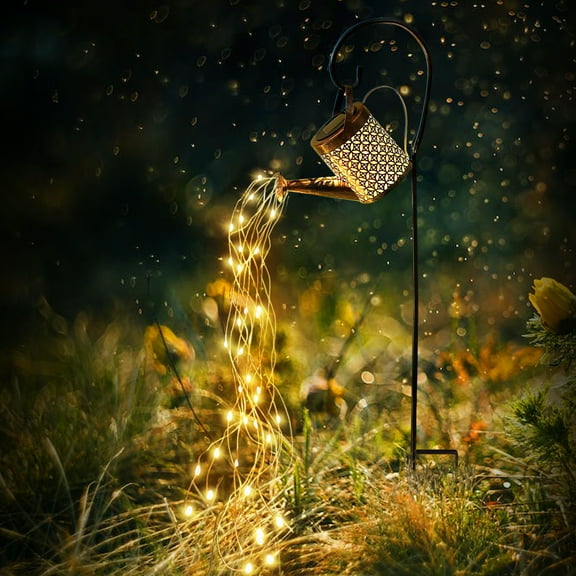 GLUAAE Solar Outdoor Decoration Light Watering Can Garden Yard Decorative Stake Light (with Shepherd Hook)
