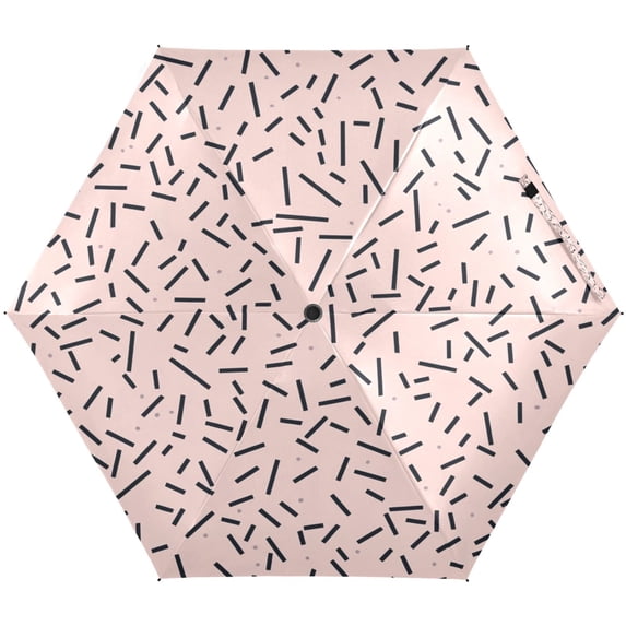 Art Linear Pattern Umbrellas for Sun Auto Open Close UV50+ Waterproof 5-Fold Compact Fiberglass Frame