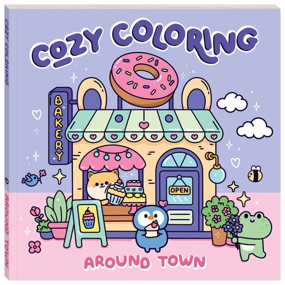 Art Maker: Cozy Coloring - Around Town - 128-Page Adult Coloring Book, Relaxing Illustrations of Charming City Scenes & Animals, Mindful Activity