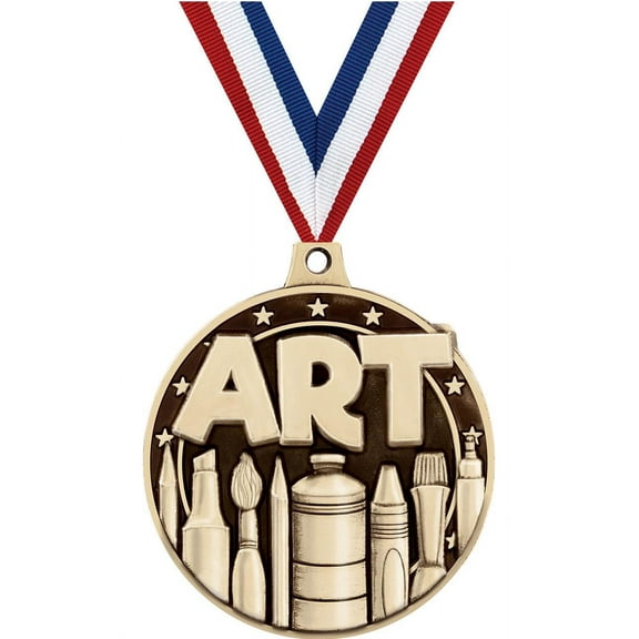 Art Medals, 2" Gold Diecast Art Medal Award 10 Pack