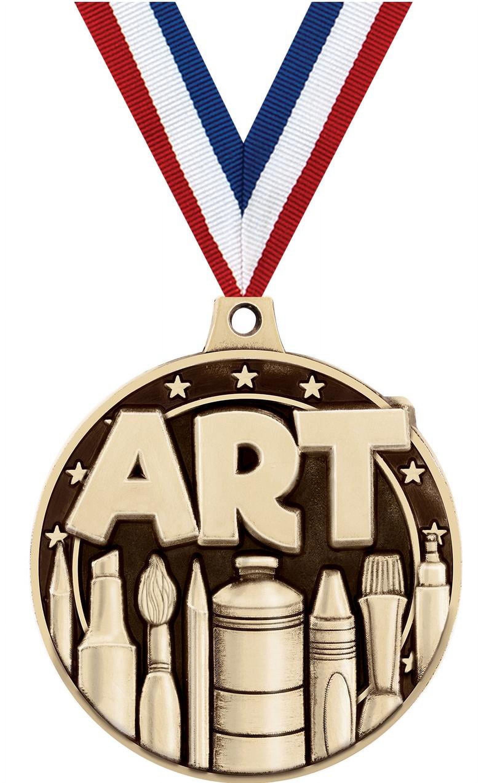 Art Medals, 2" Gold Diecast Art Medal Award 5 Pack