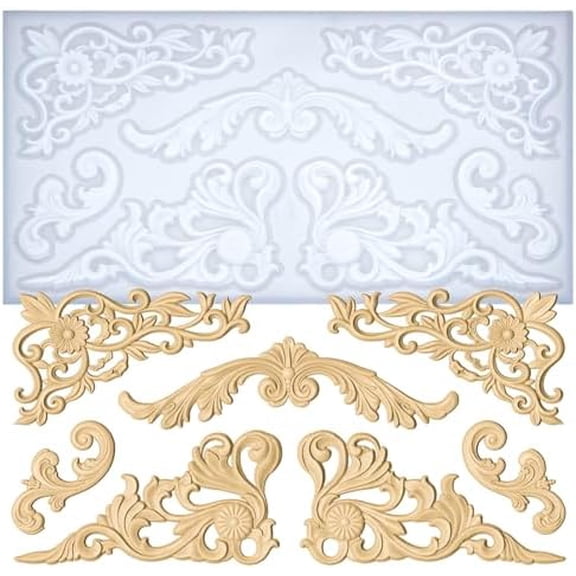 Art Molds for Polyclay Air Dry Clay Plaster Epoxy Resin Fondant Cake Decor Rococo Embellishment