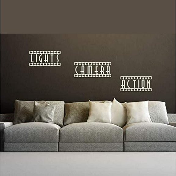 Art Mural Lights Camera Action Home Theater Movie Room Wall Decal Vinyl Theater Room Kids Room Home Decor Finish Size 86X58Cm Creative Wall Sticker Decoration