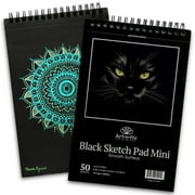 Art-n-Fly Black Sketch Pad Mini 5.5x8.5 in, Perforated Edge, Spiral, 100 Pages, 2 Count