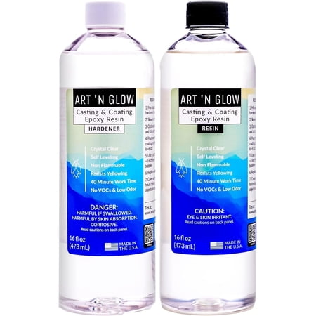 Art ‘N Glow Epoxy Resin for Clear Casting and Coating - 32 Ounce Kit - Perfect for Molds, Crafts, Tumblers, Jewelry, Wood - Food Safe, Bubble Free, and Made in The USA