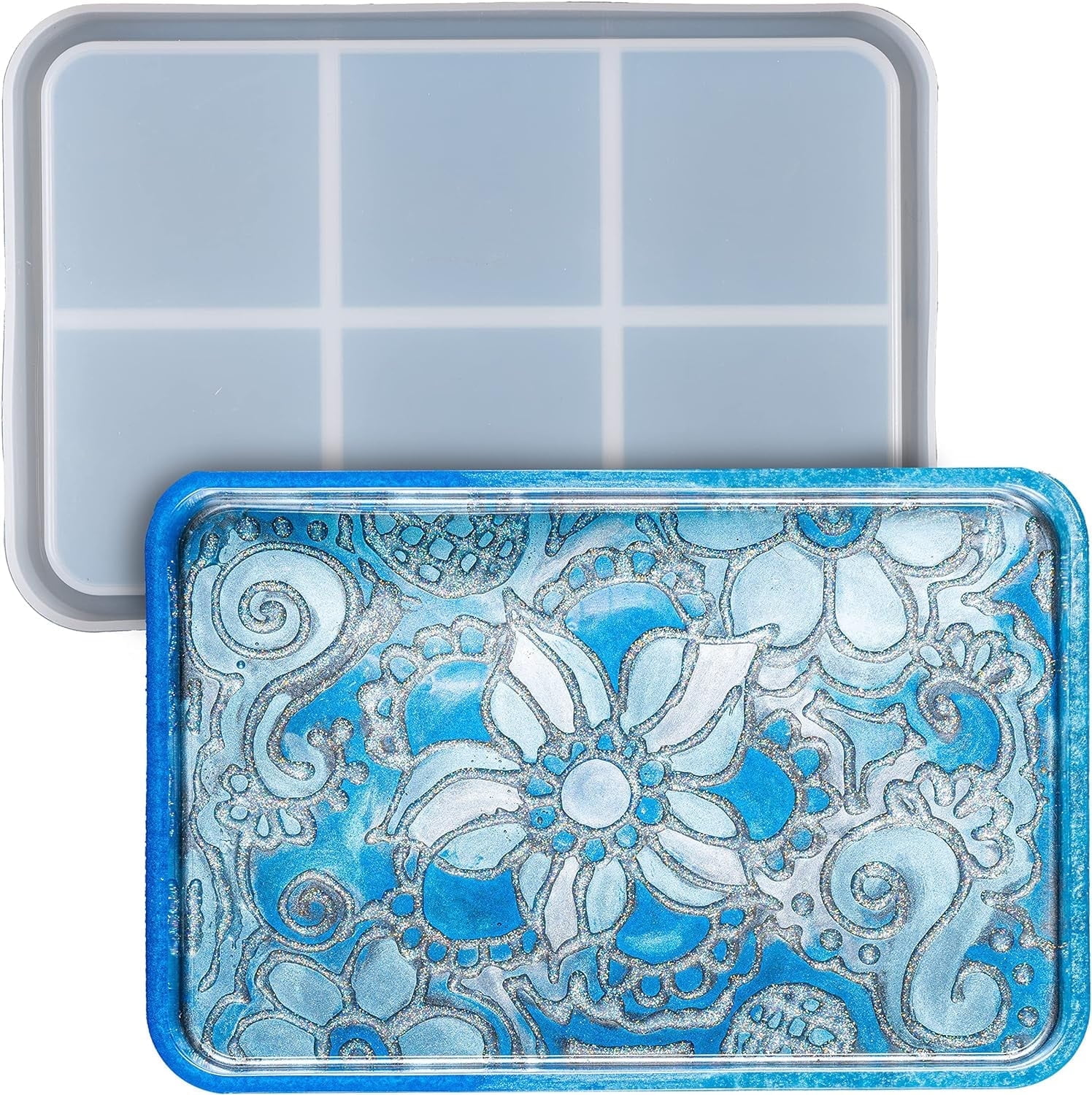 Art 'N Glow Rectangle Tray Silicone Mold - Epoxy Resin Silicone Mold For Home Decorations, DIY Crafts, Trinket & Accessories Tray, Table Decor and Gift Ideas - 10.3 x 6.7 in