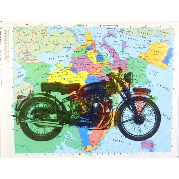 Art N Word Vintage Motorcycle Original Atlas Sheet Pop Art Wall or Desk Art Print Poster