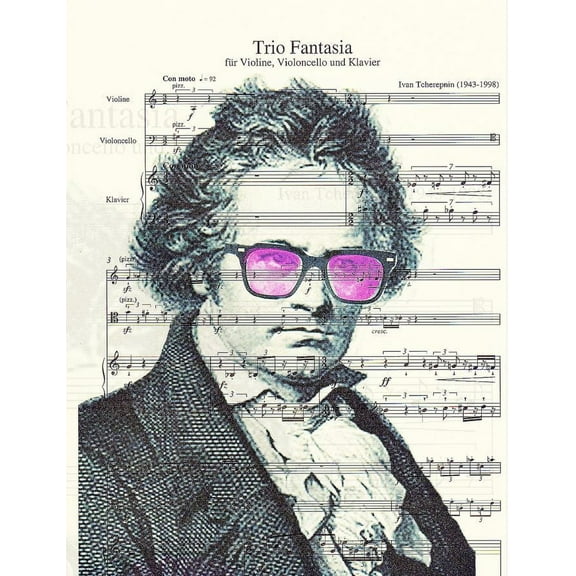 Art N Wordz Beethoven Wears Ray Bans Original Music Sheet Pop Art Wall or Desk Art Print Poster