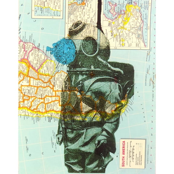 Art N Wordz Blowfish Diver Atlas Sheet Pop Art Wall or Desk Art Print Poster