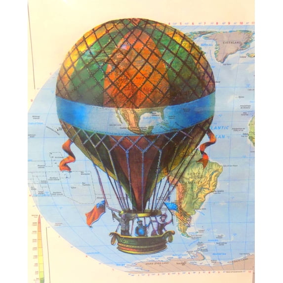 art n wordz colorful air balloon original atlas sheet wall pop art print