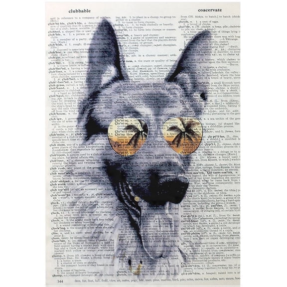 Art N Wordz Miami German Shepard Aviator Dog Original Dictionary Sheet Pop Art Wall or Desk Art Print Poster