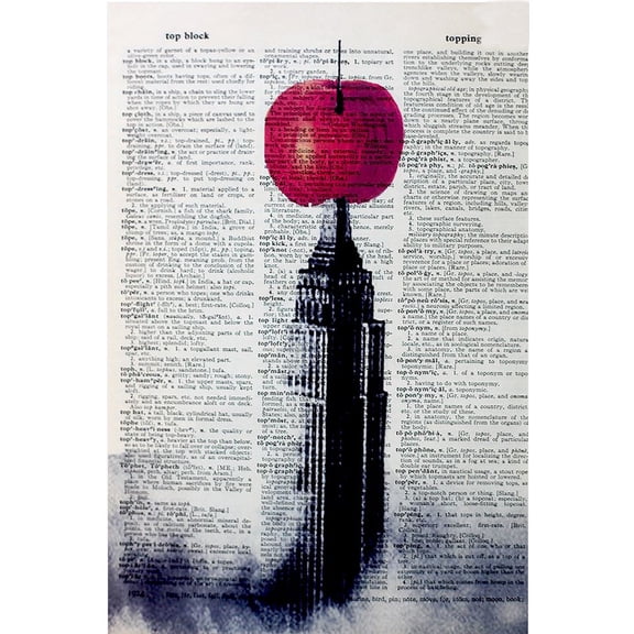 Art N Wordz New York Big Apple Original Dictionary Sheet Pop Art Wall or Desk Art Print Poster
