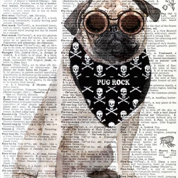 Art N Wordz Steam Punk Pug Original Dictionary Sheet Pop Art Wall or Desk Art Print Poster