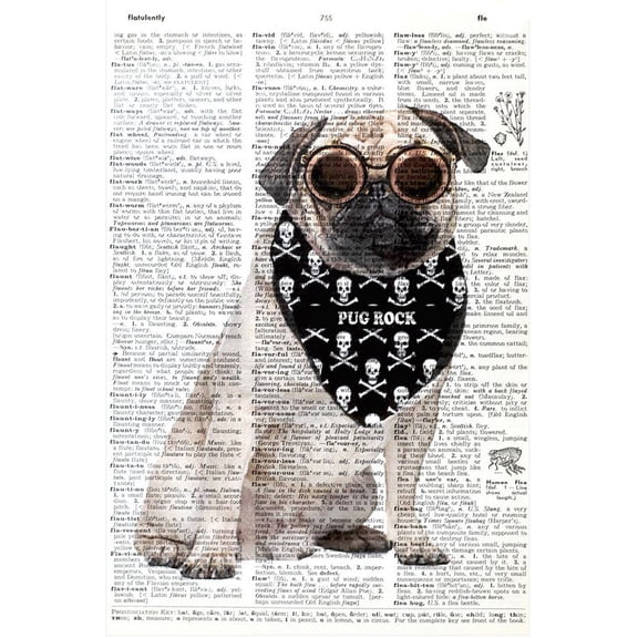 Art N Wordz Steam Punk Pug Original Dictionary Sheet Pop Art Wall or Desk Art Print Poster