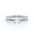 thumbnail image 1 of Art Nouvea Gift For Her 1.25 Carat Round Cut Diamond Moissanite Unique Engagement Ring, Wedding Ring In10K Solid White Gold, Gift For Her, Promise Ring, Anniversary Ring, Bridal Set, Matching Band, 1 of 3