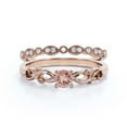 thumbnail image 1 of Art Nouvea Twisted 1.00 Carat Round Cut Morganite And Diamond Moissanite Engagement Ring, Antique Design Wedding Ring in 925 Sterling Silver With 18k Rose Gold Plating, Bridal Set, Matching Band, 1 of 3
