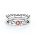 thumbnail image 1 of Art Nouvea Twisted 1.00 Carat Round Cut Morganite And Diamond Moissanite Engagement Ring, Antique Design Wedding Ring in 925 Sterling Silver With 18k White Gold Plating, Bridal Set, Matching Band, 1 of 3