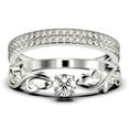 thumbnail image 1 of Art Nouvea Twisted 1.50 Carat Round Cut Diamond Moissanite Engagement Ring, Antique Design Wedding Ring in 925 Sterling Silver With 18k White Gold Plating, Trio Set, Matching Band, 1 of 4