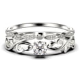 thumbnail image 1 of Art Nouvea Vintage Twisted Salt And Pepper 1.00 Carat Round Cut Diamond Moissanite Engagement Ring, Antique Design Wedding Ring in10k Solid White Gold, Bridal Set, Matching Band, 1 of 4