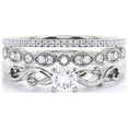 thumbnail image 1 of Art Nouvea Vintage Twisted Salt And Pepper 1.50 Carat Round Cut Diamond Moissanite Engagement Ring, Antique Design Wedding Ring in10k Solid White Gold, Gift For Her, Trio Set, Matching Band, 1 of 3