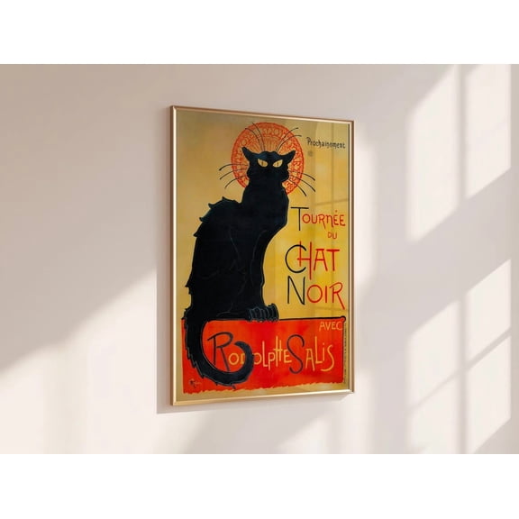 Art Nouveau Black Cat Wall Art Chat Noir Poster, Vintage Wall Art Posters, Black Cat Art, Animal Poster, Retro Poster, Cat Poster, Unframed Poster Size 16x24