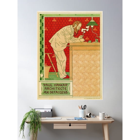 Art Nouveau Brussels Architect Advertising Poster Wall Art, Modern Wall Decor For Living Room Bedroom, 12x18 UNFRAMED