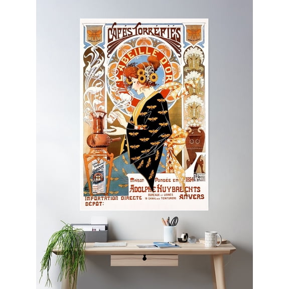 Art Nouveau Coffee Poster By Alphonse Mucha - Vintage Art Poster Wall Art, Modern Wall Decor For Living Room Bedroom, 8x12 UNFRAMED