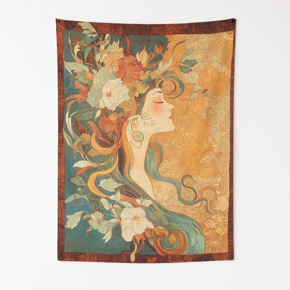 Art Nouveau Fantasy Wall Tapestry for Bedroom by DC | French Artwork & Parisian Themes Tapestry Wall Hanging & Aesthetic Decor for Dorm, Living Room, Picnic & Home | 30"x40"