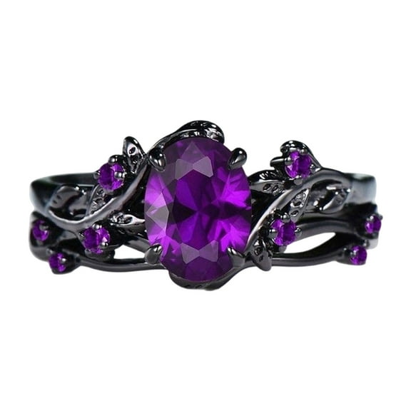 Art Nouveau Inspired Jewelry With Amethyst Stone And Anti Tarnish Alloy Craftsmanship Black Rose Branch Crosses Rings