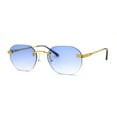 thumbnail image 1 of Art Nouveau Luxury 90s Rimless OG Oval Sunglasses Gold Blue, 1 of 4
