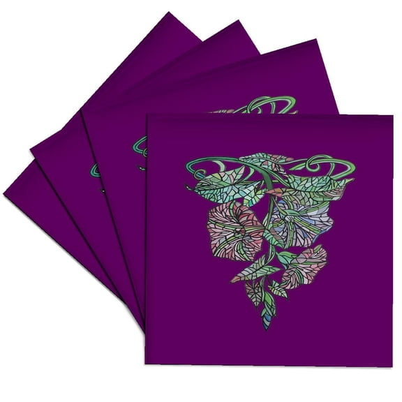 3drose, Art Nouveau Morning Glory Black Outline Art, Set of 4 Ceramic Tile Coasters
