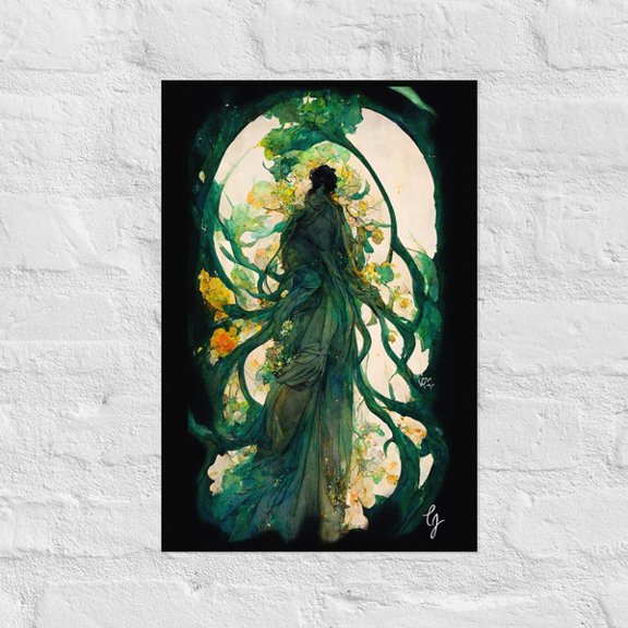 Art Nouveau Print, Art Deco Print, Tree of Life #1, Cottagecore Print, Forest Print, Woodland Scene Print, Matte Giclée Poster Print, Unframed Paper Poster 24x36in