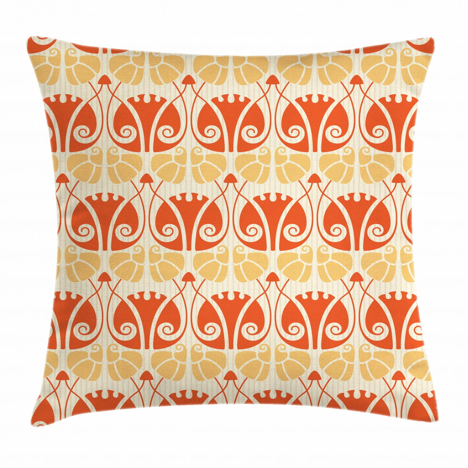 Art Nouveau Throw Pillow Cushion Cover, Abstract Symmetric Overlap