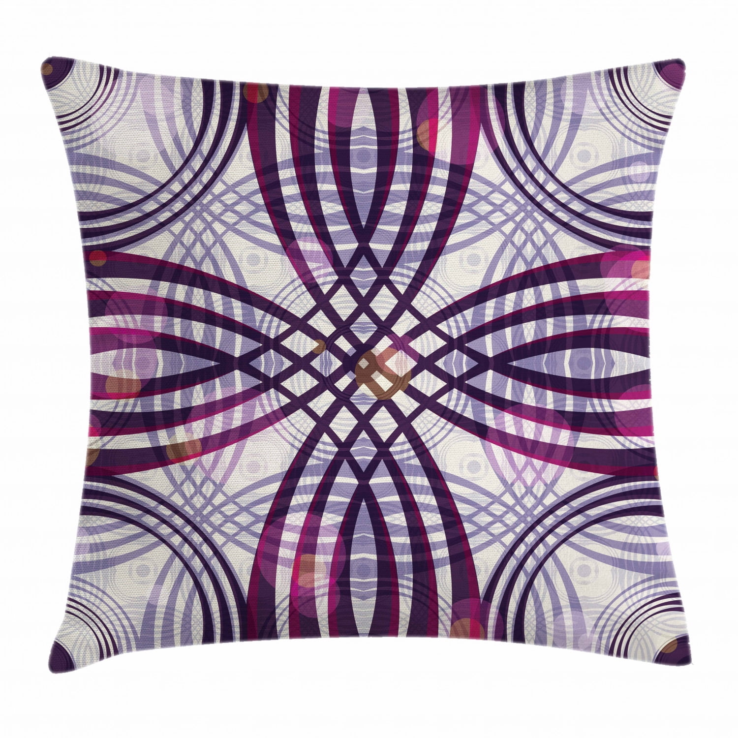 Art Nouveau Throw Pillow Cushion Cover, Geometric Groovy Curved Trippy