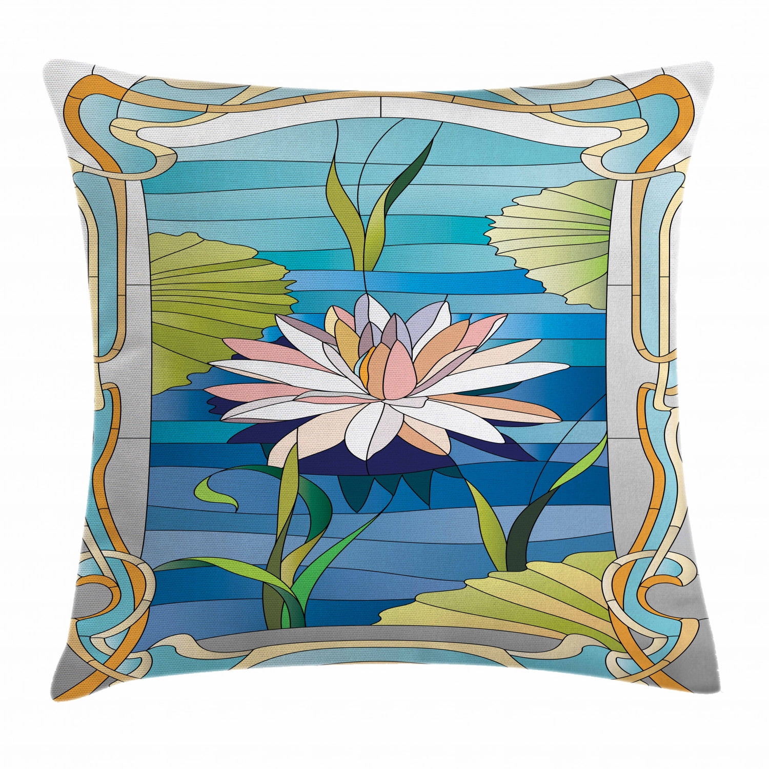 Art Nouveau Throw Pillow Cushion Cover, Lotus on the Water Baroque