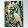 thumbnail image 1 of Art Nouveau Vintage Crane Artwork Poster Wall Art, Modern Wall Decor For Living Room Bedroom, 16x24 UNFRAMED, 1 of 3