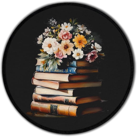 Art Nouveau Vintage Floral Round Mouse Pad with Stitched Edge Non-Slip, William Morris Inspired Dark Botanical Mouse Mat for Computer Laptop Home Office Desk Accessories 8x8 in