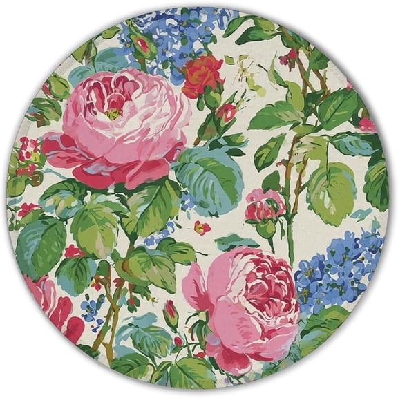 Art Nouveau Vintage Floral Round Mouse Pad with Stitched Edge Non-Slip, William Morris Inspired Dark Botanical Mouse Mat for Computer Laptop Home Office Desk Accessories 8x8 in