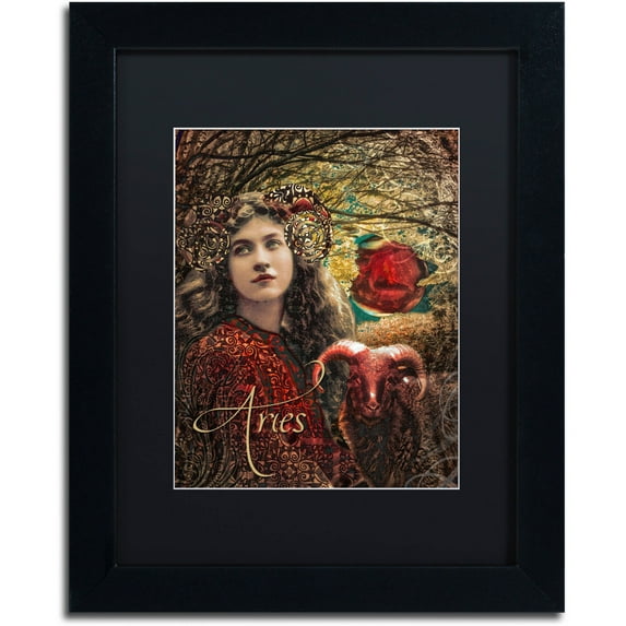 "Art Nouveau Zodiac Aries" Canvas Art by Color Bakery Black Matte, Black Frame