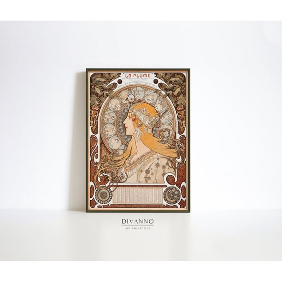 Art Nouveau Zodiac Woman Alphonse Mucha Poster, Unframed Size 16x24