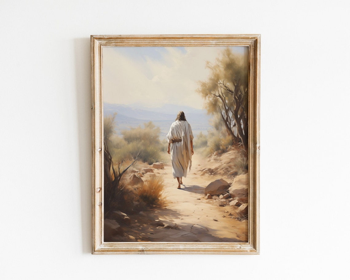 Art Of Jesus Walking Spiritual Christian Decor Farmhouse Inspired ...