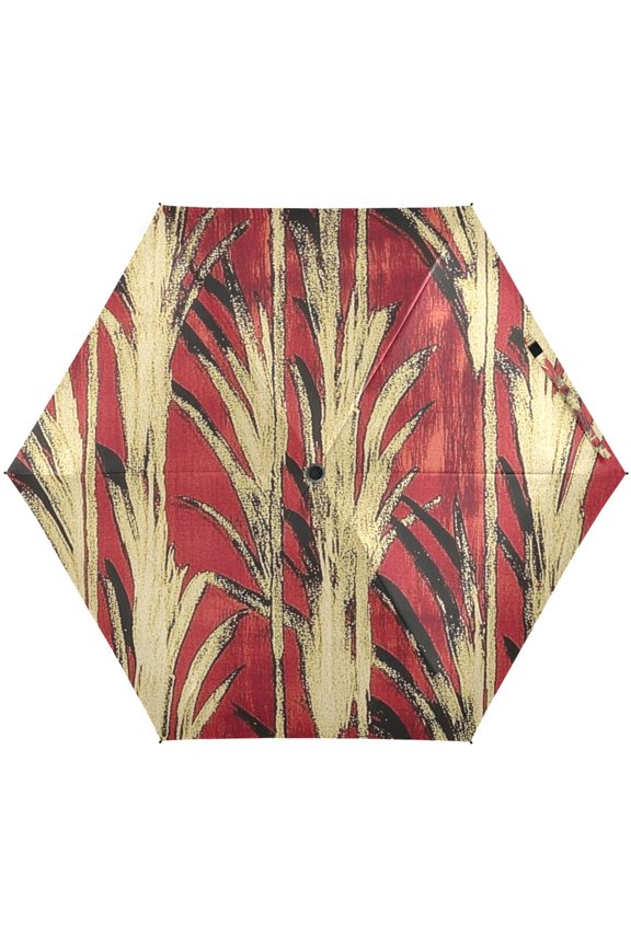 Art Oil Painting Umbrellas for Sun Auto Open Close UV50+ Waterproof 5-Fold Compact Fiberglass Frame