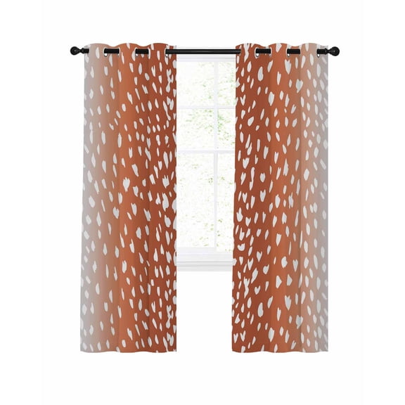Art Orange Blackout Curtains for Bedroom Living Room, Vintage White Polka Dots Terracotta Ombre Farmhouse Country 96 In Long Thermal Insulated Room Darkening Drapes Grommet Window Treatment 52x96 In