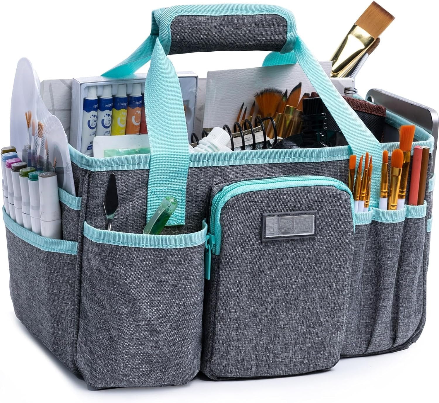Art  Organizer Tote Bag - Craft  with Handle, Utility Storage Tote with Multiple Pockets & Adjustable Divider for Sewing, Scrapbooking, School, Office,  Supplies