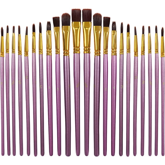 Art Painting Brush Set - 2 Pack Nylon Hair Acrylic Paint Brushes for Artist Rock Painting Acrylic Oil Watercolor Face Painting (Purple)