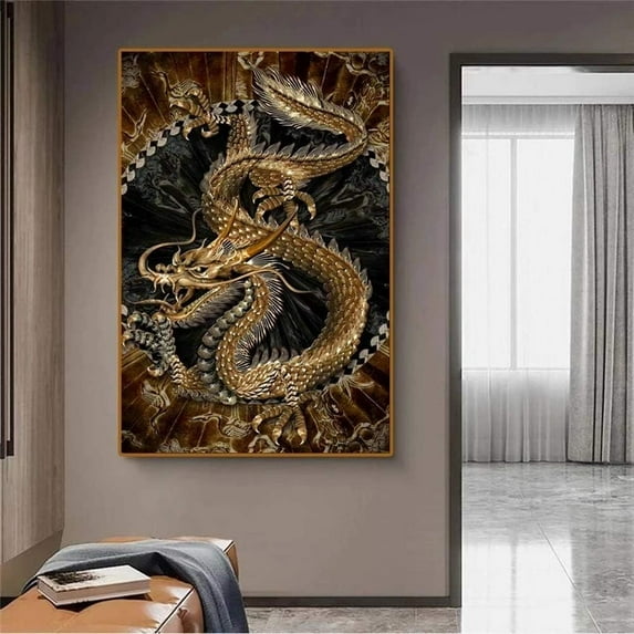 Art Painting Chinese Dragon Canvas Painting Print Posters Prints Home Living Room Decoration 50x75cm Unframed