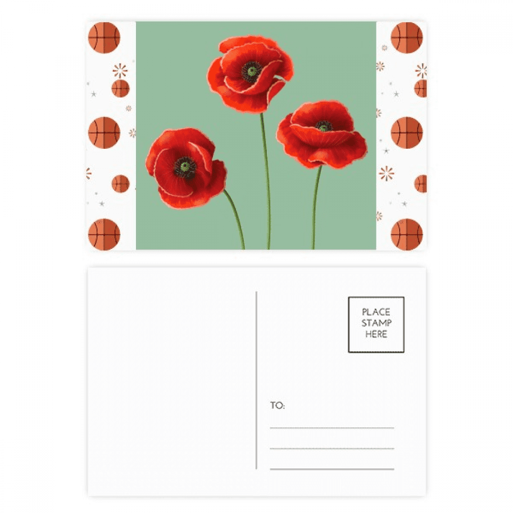 Art Painting Corn  Red Flowers Basketball Postcard Set Thanks Card Mailing Side 20pcs