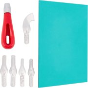 Art Painting Cutter set 1pc Handle & 6pcs Blades ABS Plastic Handle and Stainless Steel Blades and Rubber sheet Stainless Steel color 96x25.5x21.5mm 3940x814x24mm 6pcs/set 1set 1bag